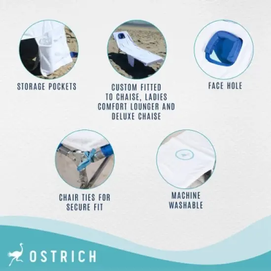 Ostrich Cutsom Fitted Beach Towel designed to fit on Chaise Lounge Beach Chairs, Provides Soft, Absorbent Coverage for Comfortable Lounging Experience image {2}