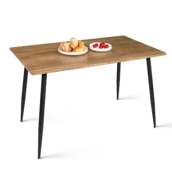 Charls 47'' Rectangle  Dining Table With Black Metal 4 Point/Leg -The Pop Maison image {2}