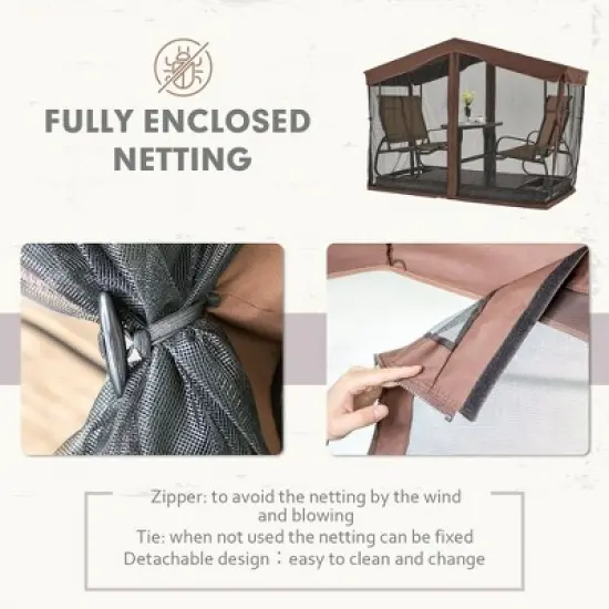 Erommy 4-Seat Patio Swing Chair Outdoor Glider Benches, Aluminum Frame, Canopy with Netting, Porch Glider Chair image {6}