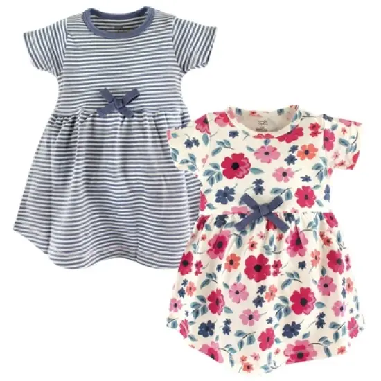 Touched by Nature Baby and Toddler Girl Organic Cotton Short-Sleeve Dresses 2pk, Garden Floral image {2}