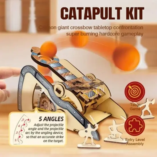 LIVEVIE 3D Wooden Catapult Kit &ndash; STEM Toy for Kids, Build & Explore Force, Trajectory, Levers, Educational Fun image {1}