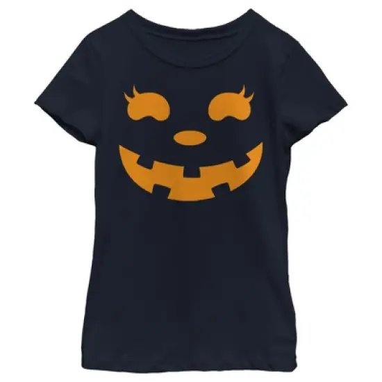 Girl's CHIN UP Halloween Jack o' Lantern Face T-Shirt image {5}