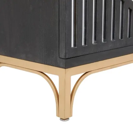 Art Deco Contemporary Mirrored Wood Cabinet Black - Olivia & May image {5}