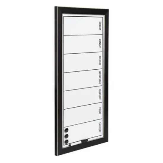 13" x 26" Wyeth Framed Magnetic Dry Erase Weekly Calendar Black - DesignOvation image {2}