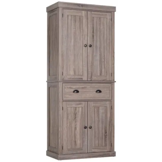 HOMCOM 72" Traditional Freestanding Kitchen Pantry Cupboard with 2 Cabinet, Drawer and Adjustable Shelves image {8}