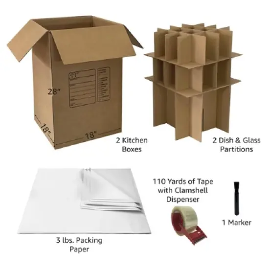 UBMOVE Kitchen Packing Boxes & Supplies Kit #2 - 2 Kitchen Boxes & Partitions image {1}