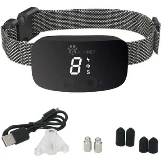 AnyPet Dog Bark Electronic Training Collar with Sound, Vibration and Static Modes, 7 Levels of Intensity, Soft Nylon Material, Easy-Snap Buckle image {2}