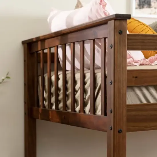 Twin Over Twin Transitional Cottage Solid Pine Bunk Bed Walnut - Saracina Home image {4}