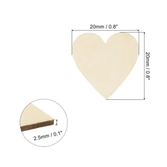 Unique Bargains Unfinished DIY Craft Decoration Wooden Heart Cutouts 100 Pcs image {1}