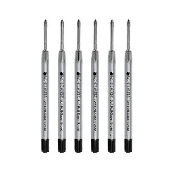 Monteverde Ballpoint Pen Refill Medium Point Black Ink 6 Pack (P153BK) image {1}