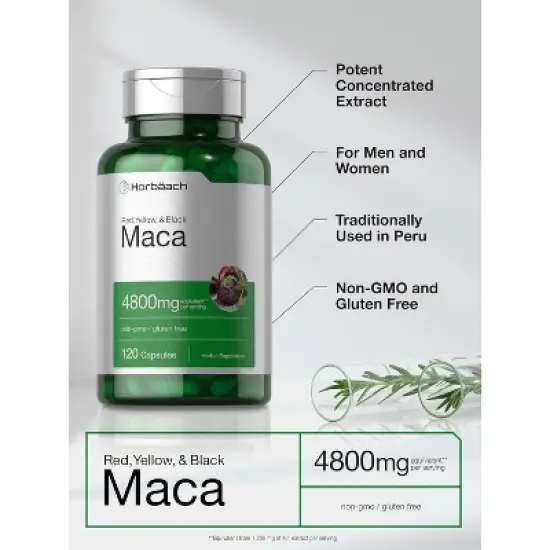 Horbaach Maca Root 4800mg | 120 Capsules image {3}