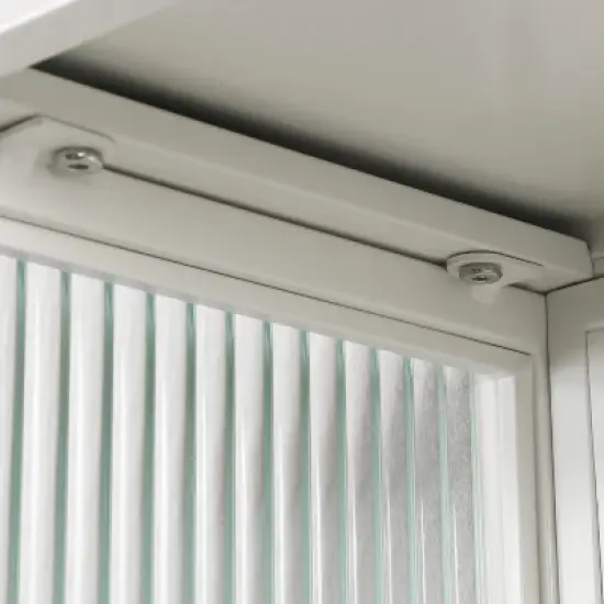 23.62" Glass Door Wall Cabinet with 2-Tier Enclosed Storage, Open Shelves and Towel Rack, White - ModernLuxe image {11}