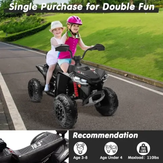 JOYRACER 24V Kids Ride on Toys ATV 4 Wheeler, 2 Seater 800W Motor for Big Kids, 7Ah Battery Powered Electric Vehicle Quad w/Kneepads, Bluetooth image {1}