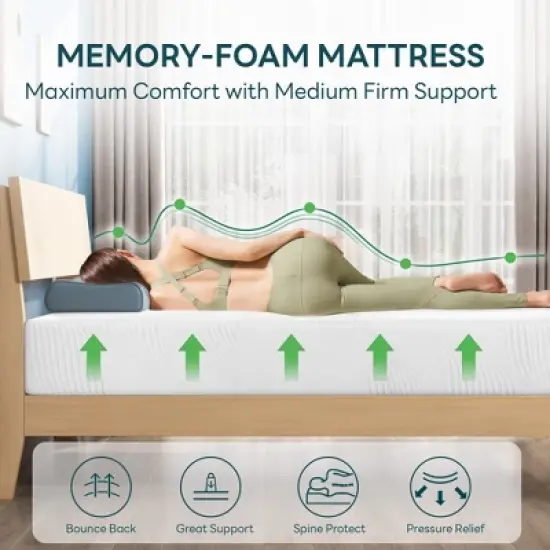 CSBDHome 10 Inch Memory Foam Mattress, Bed in a Box CertiPUR-US Certified & Fiberglass Free, Cover Washable image {1}