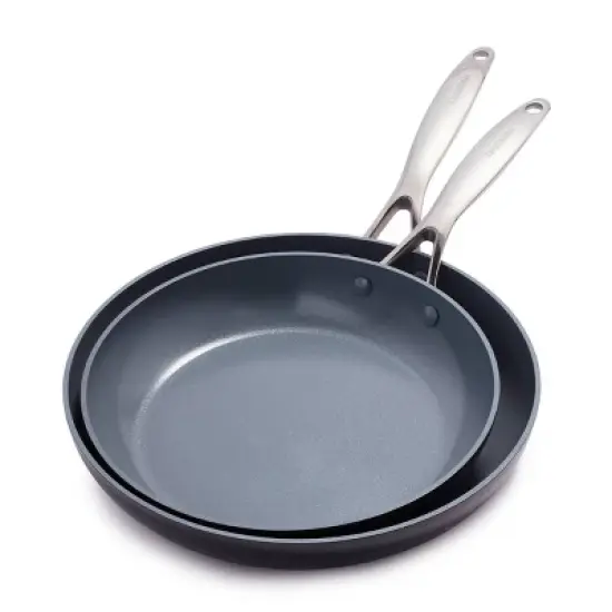 GreenPan Valencia Pro 10" & 12" Ceramic Frypan Set Black image {8}