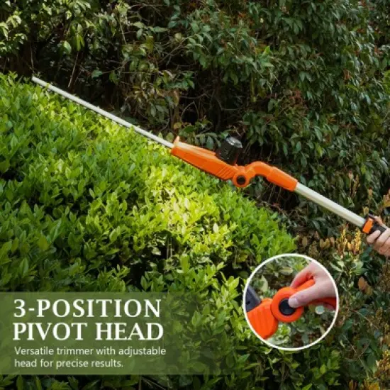 Ukoke 40V Cordless Pole Hedge Trimmer, 18" Dual-Action Blades, 3-Position Pivot Head, 0.8" Cutting Capacity, Battery & Charger Included image {3}