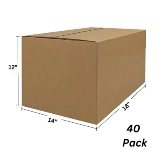 UOFFICE Bundle of 40 Corrugated Boxes 18" x 14" x 12" image {1}