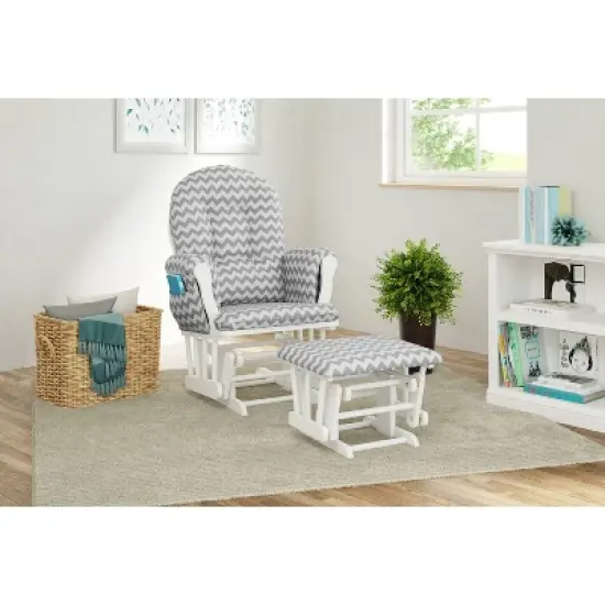 Storkcraft Hoop White Glider and Ottoman image {1}