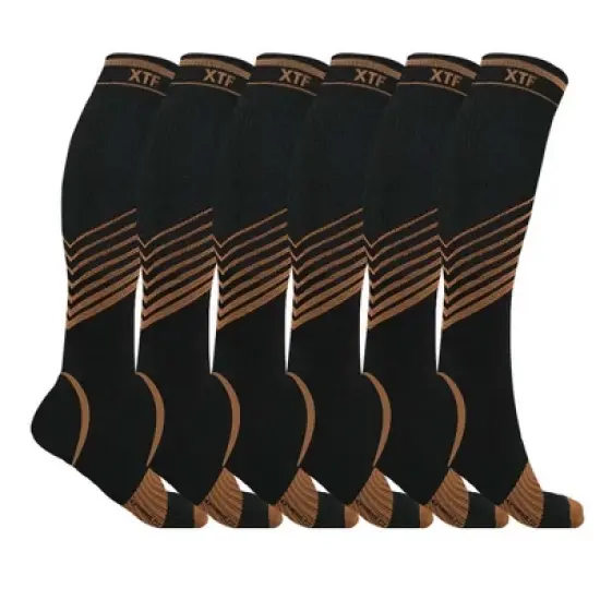 Extreme Fit Copper Compression Socks - Knee High for Running, Athtletics, Travel - 6 Pair  image {4}