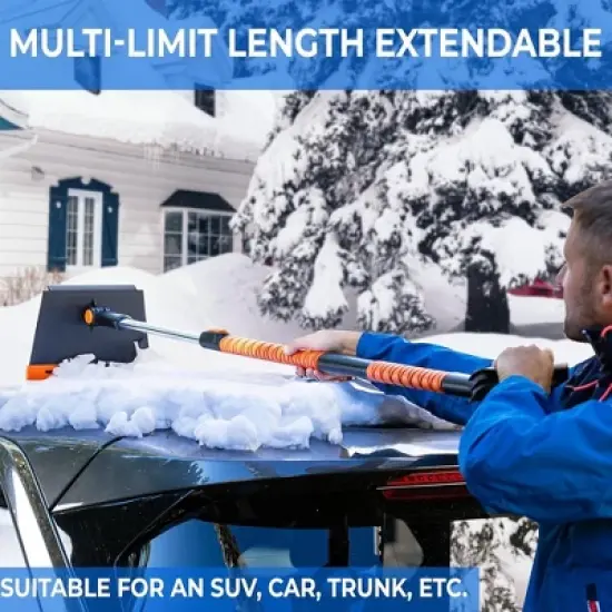 Zone Tech Extendable Snow Squeegee, Ice Scraper and Shovel 42" 5-1 Rotating Snow Squeegee Head, Extendable Ice Scraper, Shovel with Ergonomic Handle image {3}
