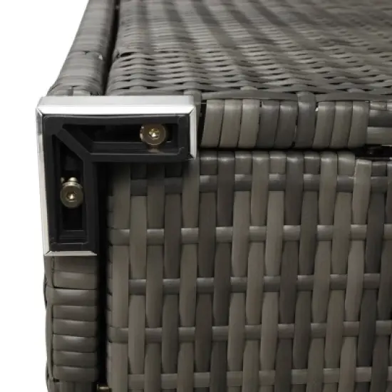 4pc Wicker Patio Conversation Set with Cushions - Gray/Beige - GODEER image {17}