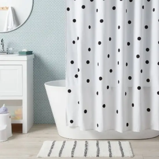 Dot Textured Kids' Shower Curtain Black - Pillowfort&trade; image {1}