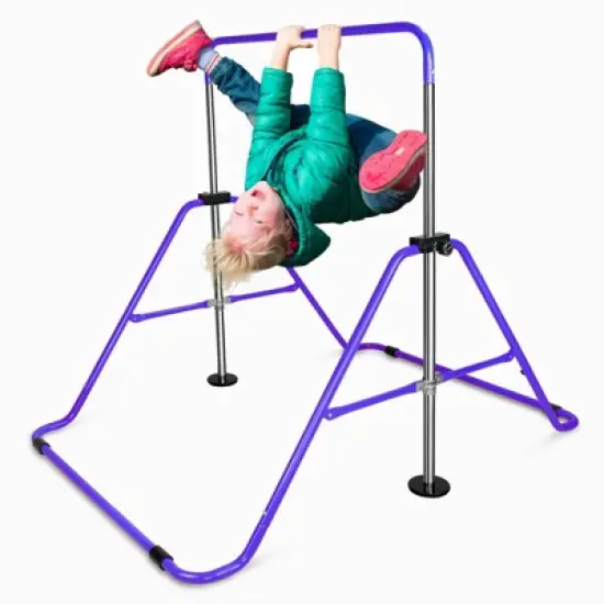 Gulches Purple Multi-Functional Adjustable Height Children's Horizontal Gymnastic Bar With Bear Rings image {1}