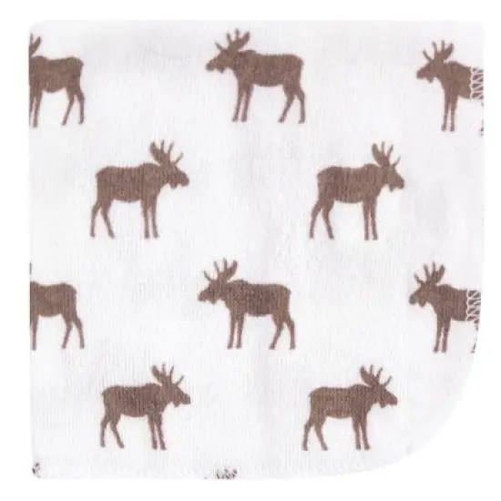 Hudson Baby Infant Boy Rayon from Bamboo Washcloth Bundle, Moose, One Size image {1}