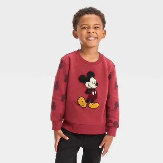 Toddler Boys' Disney Mickey Mouse Fleece Pullover Sweatshirt - Red image {3}