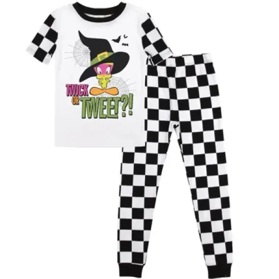 Looney Tunes Tweety Trick Or Tweet Youth Black & White Checkered Sleep Set image {5}