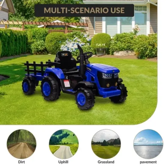 Kids Ride On Tractor, 12V Kids Ride On Toy Car with Remote Control, Electric Vehicles Toy with LED Headlights for Boys Girls 3-8, Gift for Kids image {4}