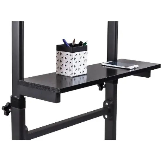 Mount-It! Mobile Stand Up Desk | Portable Podium and Presentation Lectern Height-Adjustable Multi-Purpose Standing Workstation | Black image {2}
