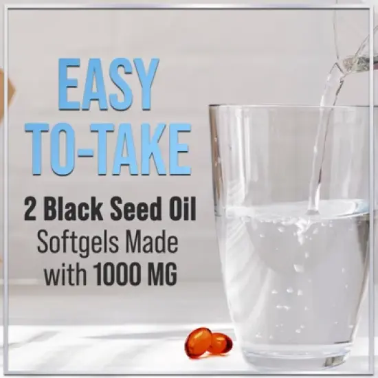 Premium Blackseed Oil 1000mg - Pure Nigella Sativa Black Seed with Thymoquinone & Vegan for Skin & Immune Support - 120 Softgels By Hello Lovely! image {8}