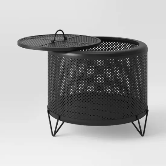 25" Metal Wood Burning Lantern Style Fire Pit - Black - Threshold&trade; image {2}