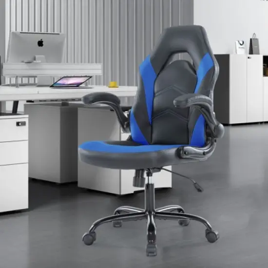 FIRNEWST Next - Level Gaming Comfort: PU Leather Ergonomic Chair with Adjustable Flip - up Armrests image {6}