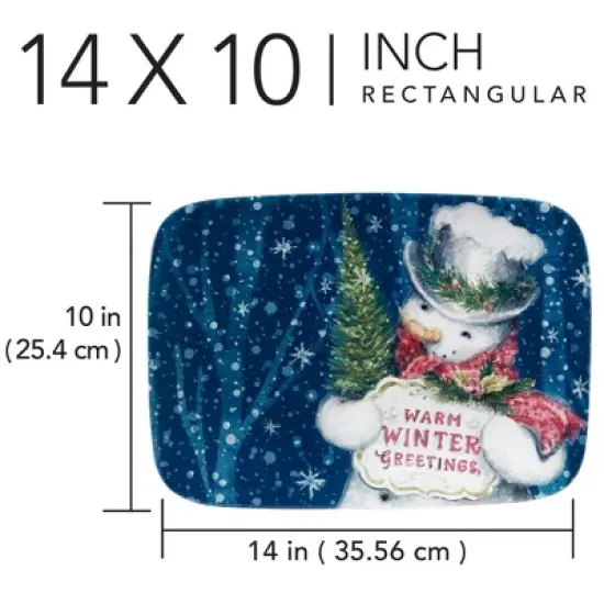 Certified International Snowman Greetings Rectangular Serving Platter image {2}