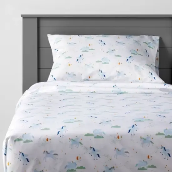 Unicorn Microfiber Kids' Sheet Set Blue - Pillowfort&trade; image {4}