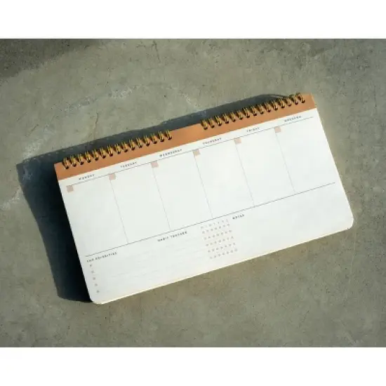 Denik 12" Desk Planner Crinkle Faux Leather White image {2}