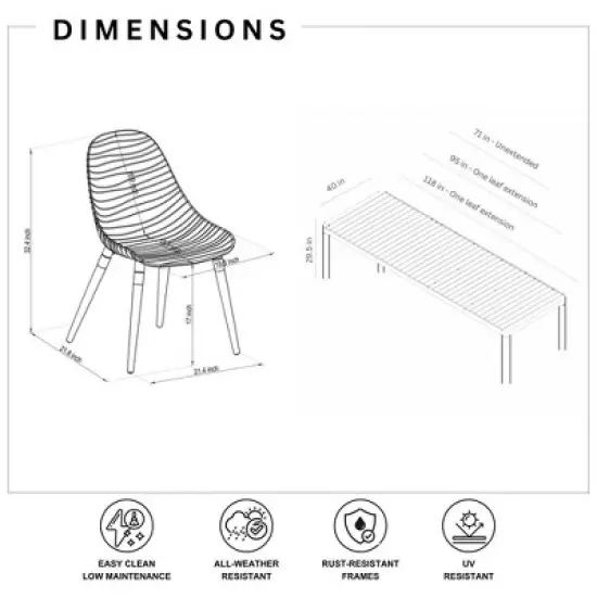 Amazonia Copa 13pc Aluminum Rectangular Extendable Patio Dining Set Gray image {9}