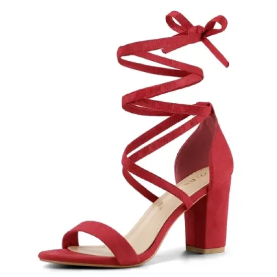 Allegra K Women's Open Toe Lace Up Chunky High Heels Sandals image {8}