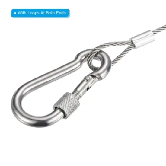 Unique Bargains Stainless Steel Luggage Lighting Travel Snap Hook Locking Cables Silver image {3}