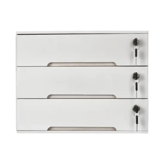 YIYIBYUS Wooden Desktop Storage Box with 3 Lockable Drawers image {6}