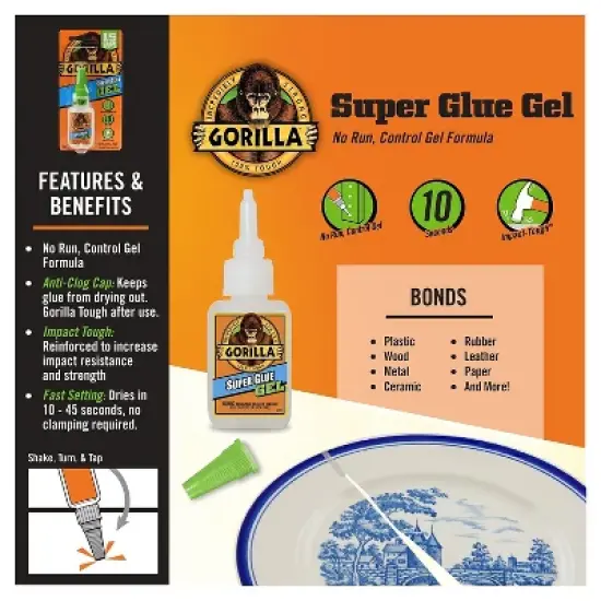 Gorilla Glue Instant Bond Superglue 15 g Bottle Clear 7600101 image {4}