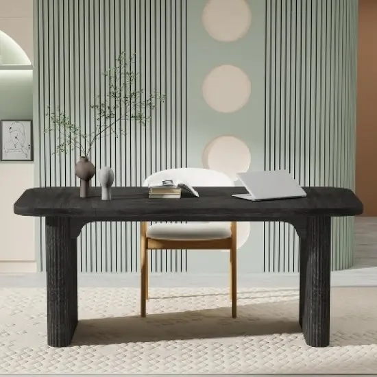 Tribesigns 62" Executive Desk, Large Office Computer Desk with Double Pedestal, Modern Simple Rectangle Writing Table for Home Office image {3}