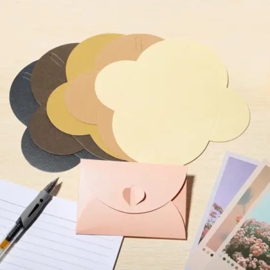 Unique Bargains Mini Envelopes Heart Clasp Cute Present Card Holder for Wedding Greeting Party 50Pcs image {4}