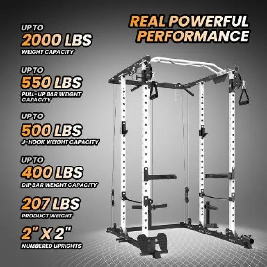 2000 LBS Power Cage,Multi-Function Power Rack with Cable Cross-Over System,Squat Rack with LAT Pull Down System for Home Gym image {7}