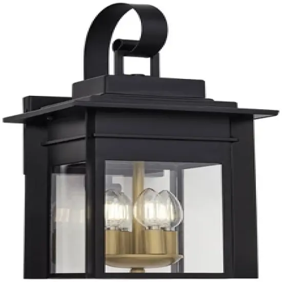 Franklin Iron Works Rustic Farmhouse Outdoor Wall Light Fixture Black 4-Light 21 1/2" Clear Glass Shade for Exterior Barn Deck House Porch Yard Patio image {8}