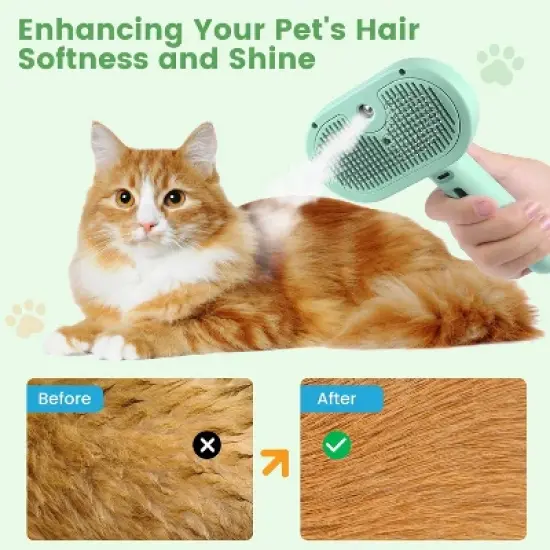 BABYYER 3 in 1 Cat Steam Brush, Pet Spray Hair Removal Comb for Shedding & Grooming, Water Brush for Cats Dogs Small Animals Long Short Haired image {7}