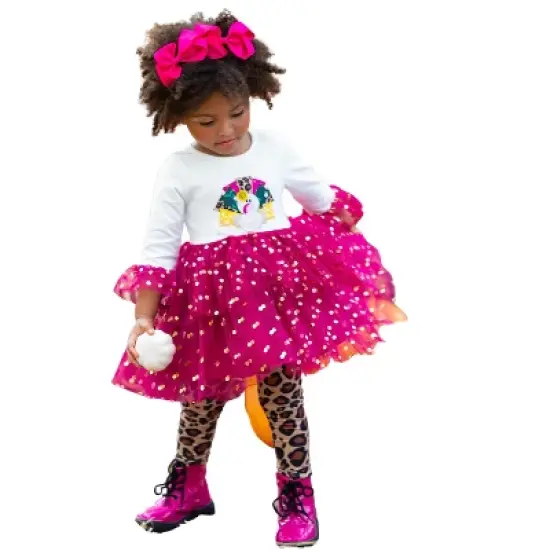 Girls Sparkle Turkey Tulle Tunic & Leopard Legging Set - Mia Belle Girls image {1}