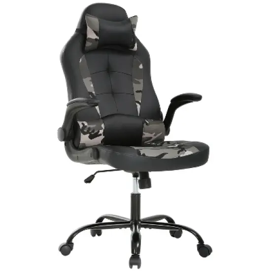 BestMassage Gaming Chair Office Chair Computer Desk Chair with Lumbar Support and Adjustable Headrest and PU Leather Gamer Chair for Adults image {9}